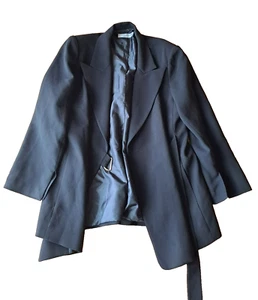 Carla Zampatti Blazer Jacket Womens Size 14 Black Single Breasted Belted Career - Imagen 1 de 11