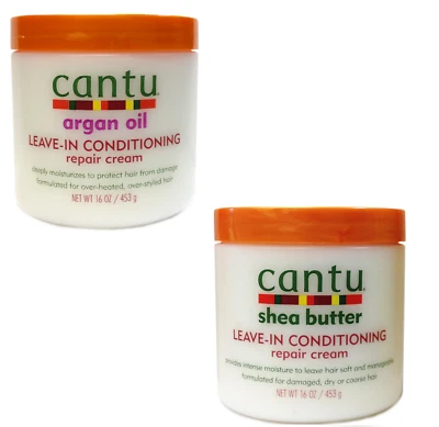 2X Cantu Arganöl & Sheabutter Leave in Conditioning Haar Reparatur Creme 16oz