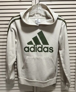 Adidas Youth Cream/Green Logo Graphic Hoodie Size  M (10-12) Fleece Lined - Picture 1 of 7