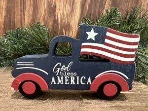 God Bless America Camión Madera Decoración Patriótica 4 de Julio Decoración Regalo de Vacaciones - Imagen 1 de 3