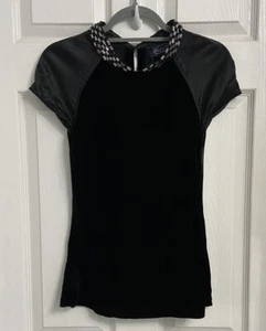 Magaschoni New York Blouse Size 4 Black Velvet Beaded Elegant NWT - Picture 1 of 8
