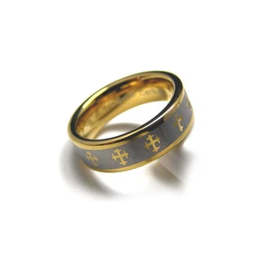 Anillo de boda cruzado de carburo de tungsteno de 7 mm tono dorado - Imagen 1 de 2