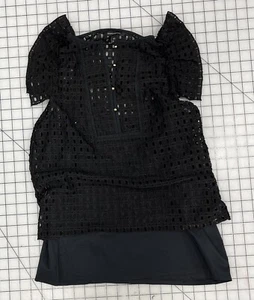 Banana Republic Blouse Tank To Underneath Mesh Texture Buttons XS I9 - Picture 1 of 8