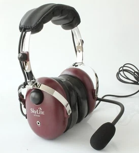 SkyLite SL-900M Red Pilot GA Aviation Headset with mp3 input + Free Bag  - Picture 1 of 6