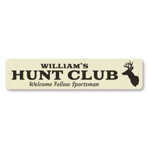 Hunt Club Sign, Personalized Welcome Fellow Sportsmen Metal Decor Sign - Picture 1 of 4