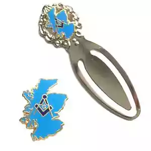 Masonic Crest in Map of Scotland Badge & Masonic Map of Scotland Bookmark-K135 - Picture 1 of 3
