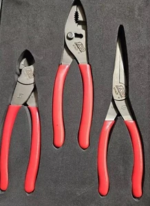 Snap On Tools Limited Edition 100th Anniversary Plier Set 3 Pcs Red PL307ACFCE - Picture 1 of 3