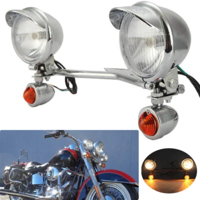 Passing Turn Signal Lamp Driving Fog Spot Light Bar Kit For Harley Motorcycle US - Image 1 of 4