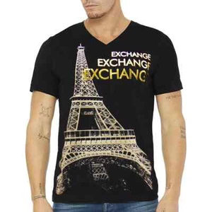 NWT PARIS EIFFEL TOWER FRANCE EXCHANGE FASHION MEN'S V-NECK SHORT SLEEVE T-SHIRT - Picture 1 of 9