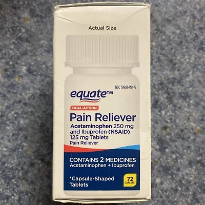Comprimidos Equate paracetamol de doble acción 250 mg e ibuprofeno 125 mg, 72 unidades Foto 1 de 4