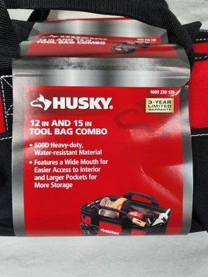 Husky 12 pulgadas y 15 in. Combo Bolsa de Herramientas - Nuevo - 1009230139 Foto 1 de 4