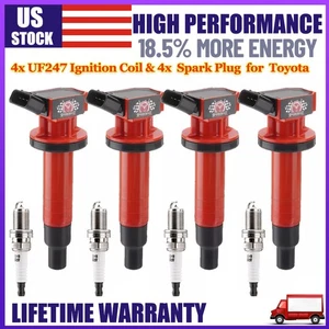 4x Performance Ignition Coil &Spark Plug For Toyota Corolla Pontiac L4 1.8 UF247 - Picture 1 of 21