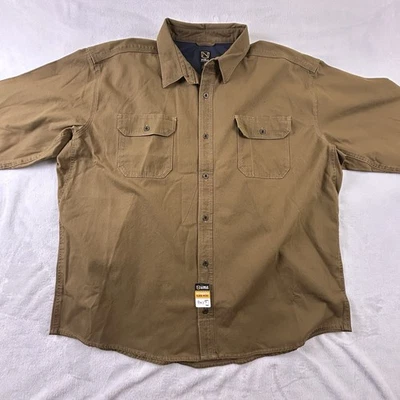 Camisa de Trabajo Noble Outfitters Marrón Lona Pesada Para Hombres 3XL Manga Larga Botón - Nueva con Etiquetas Foto 1 de 4