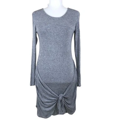 OLIVACEOUS Front Tie Long Sleeve Gray Dress Medium Stretch Modern Minimalist M - Image 1 of 4