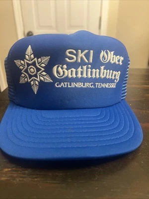 Sombrero SKI Ober Gatlinburg Tennessee Malla Estilo Camionero A Presión Azul De Colección Foto 1 de 4