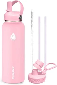 SENDESTAR Botella de Agua de Acero Inoxidable, Boca Ancha 24 OZ Botella de Agua con Pajita - Imagen 1 de 5