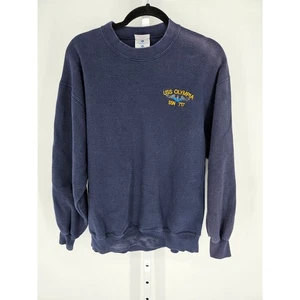 Vintage Mens Sz L Crew Neck Sweatshirt USS Olympia SSN 717 Blue Embroidered - Picture 1 of 4