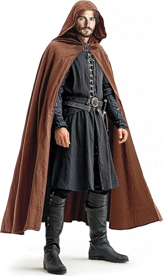 Capa de disfraz medieval con capucha renacentista para mujer y hombre Foto 1 de 1