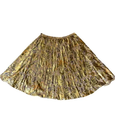 Coldwater Creek Skirt  XXL Floral Velvet Burnout Midi Full Flared Fairy Boho - Image 1 of 4