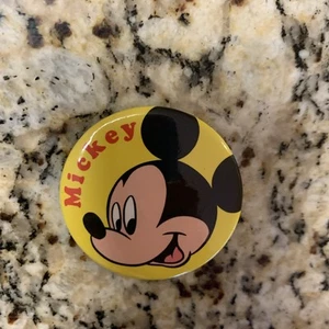 Mickey Mouse Pin Button Vintage Yellow Background 2.25” Rare - Picture 1 of 4