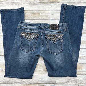 Miss Me Jeans Gr. 30 Boot Cut Med Wash Wmblished Beaded Low Rise Faded Western - Bild 1 von 11