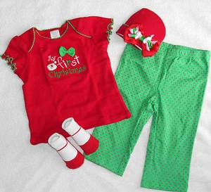INFANT GIRLS SIZE 6-12M 6-12 MONTHS 4 PIECE MY CHRISTMAS LAYETTE SET NEW - Picture 1 of 6