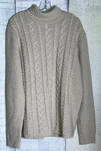 Boden Wool Blend Beige Cable knit Pullover Sweater Sz L - Picture 1 of 3