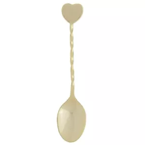 HIC 4,5" Herz Design vergoldeter halber Löffel - Kaffee Espresso Demitasse umrühren - Bild 1 von 5