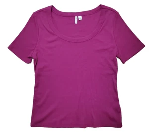 Cato Womens Short Sleeve Scoop Neck Stretch Sweater T-Shirt Size Large Purple - Picture 1 of 7