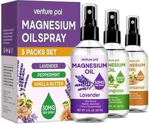 3 Packs Portable Topical Magnesium Oil Spray for Feet, Fast Absorption, Less Sti - Picture 1 of 10