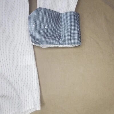 Briston & Bull Men's White button down long sleeve shirt Large vertical stripe - Image 1 of 4