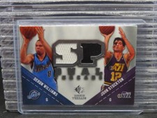 2008-09 SP Rookie Threads Deron Williams John Stockton Dual Threads Jersey TD-WS