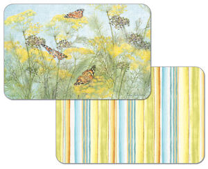 Butterflies Butterfly in Mustard Grass Decofoam Reversible Placemat Set ~ Set/4