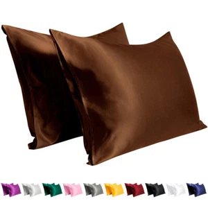 Pillowcase Queen King Standard Silk Satin Bedding Single Ultra Soft Pillow Cover - Picture 1 of 19