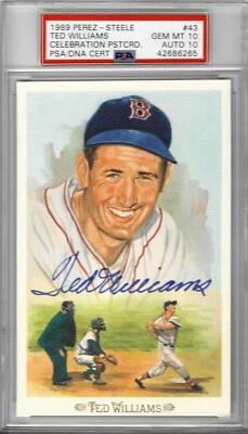 1989 Perez Steele #43 Ted WILLIAMS - PSA 10+++ DNA 10 HOF Auto Red Sox - Image 1 of 2