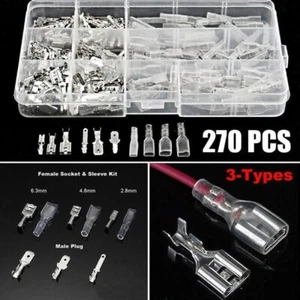 270PCS Assortment Electrical Wire Connector Crimp Male Female Spade Terminal Kit - Picture 1 of 10