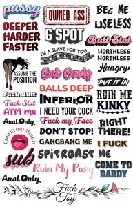 36 freche temporäre Tattoos Erwachsene Körperkunst Sklave versaut Sex heiß nuttig Aufkleber - Bild 1 von 7