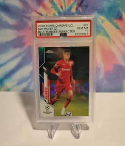 2019-20 Topps Chrome UCL Kai Havertz Blue Bubbles Refractor PSA 10 Gem Mint - Picture 1 of 2