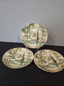 Set of 3 Johnson Bros Dream Town Green Dinner Plates – England – Vintage - Picture 1 of 13