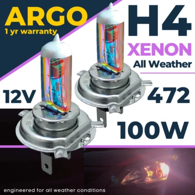 H4 Xenon White 472 Headlight Bulbs 100w Headlamp Car Light Bulb All Weather 12v - Image 1 of 4