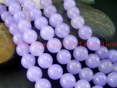 Natural 6/8/10/12mm Purple Lavender Jade Round Gemstone Loose Beads 15" AAA+ - Image 1 of 4