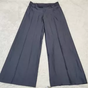 Banana Republic Martin Fit Gray Silk Wool Wide Leg Dress Pants Women 10 - Picture 1 of 13