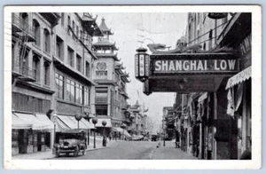Postal de restaurante CHINATOWN SAN FRANCISCO SHANGHAI LOW CHOP SUEY 1938 - Imagen 1 de 2