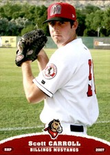 2007 Billings Mustangs Grandstand 6 Scott Carroll Liberty Missouri Baseball Card