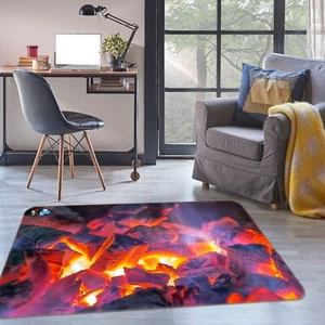 3D Charcoal Flame R022 Non Slip Rug Mat Round Elegant Carpet Panda - Picture 1 of 5