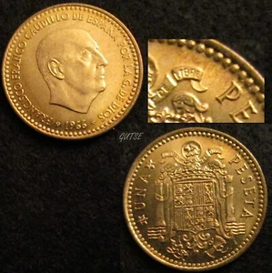 *GUTSE* FRANCO-1736, 1 PESETA 1966*19-72, ERROR (6a), REPINTADA, SIN CIRCULAR. - Bild 1 von 1