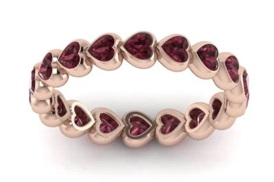 Alianza de compromiso de granate enchapada en rosa de 10 quilates en forma de corazón de 3,50 quilates Foto 1 de 4