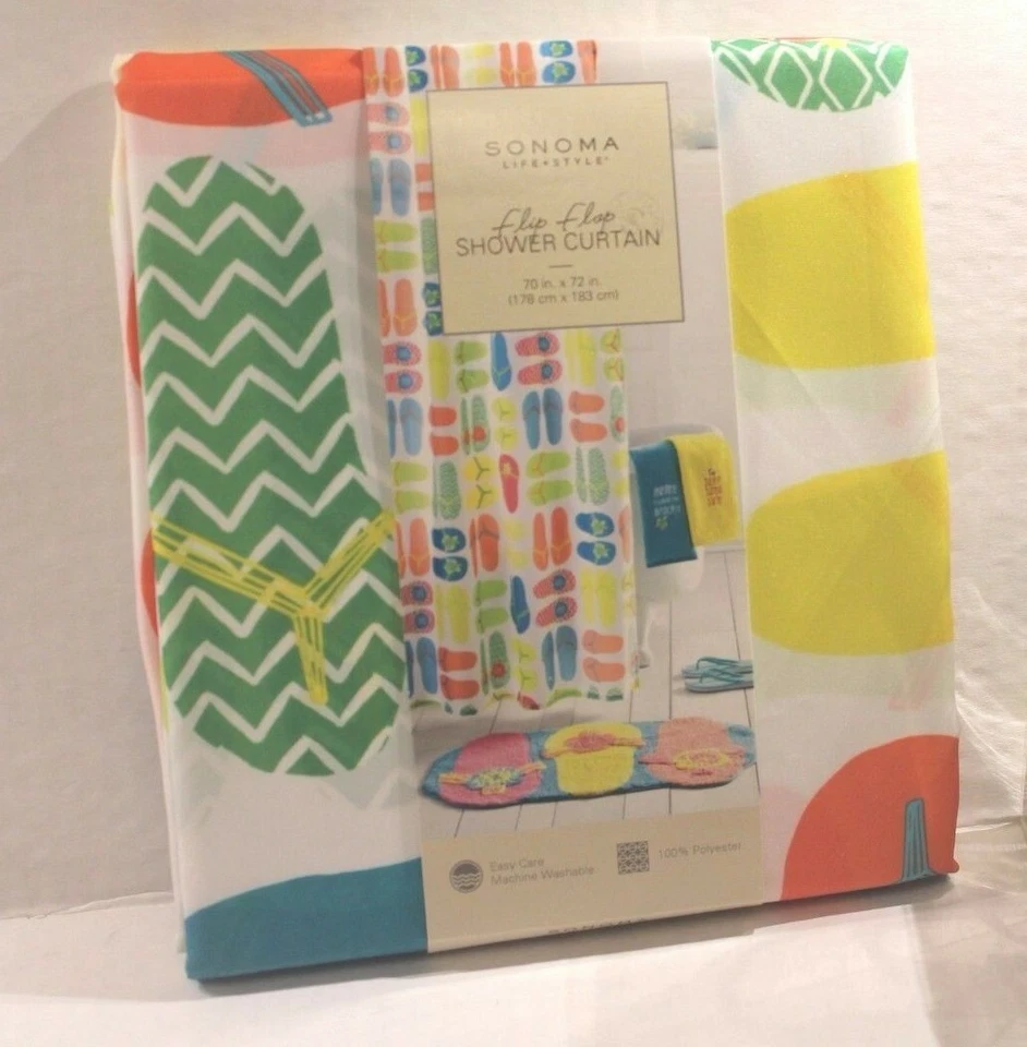 Sandalias de playa Sonoma multicolor chanclas tela cortina de ducha NUEVAS Foto 1 de 1