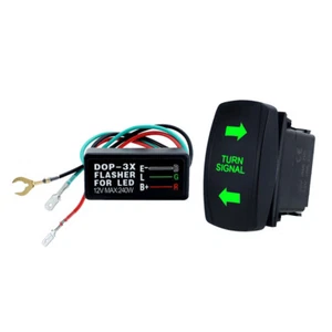 Turn Signal Rocker Switch with Green LED Flasher Light For ATV UTV RV Vehicle - Picture 1 of 19