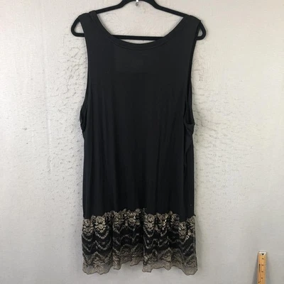 LOGO Vestido Lori Goldstein Para Mujer 2X Negro Sin Mangas Encaje Dobladillo Bordado Cambio Foto 1 de 4